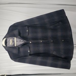 Utex Plaid Blue Gray Men's Plaid Quilted Lined Wool Blend Preowned Size Large